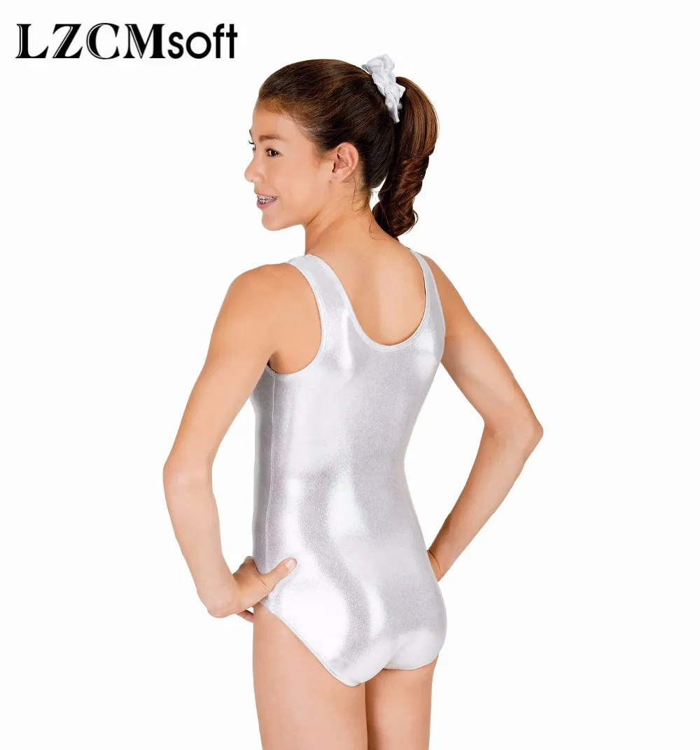 LZCMsoft Unisex Shiny Metallic Ballet Leotard Dancewear Red Tank Unitard Bodysuit for Women Team Performance