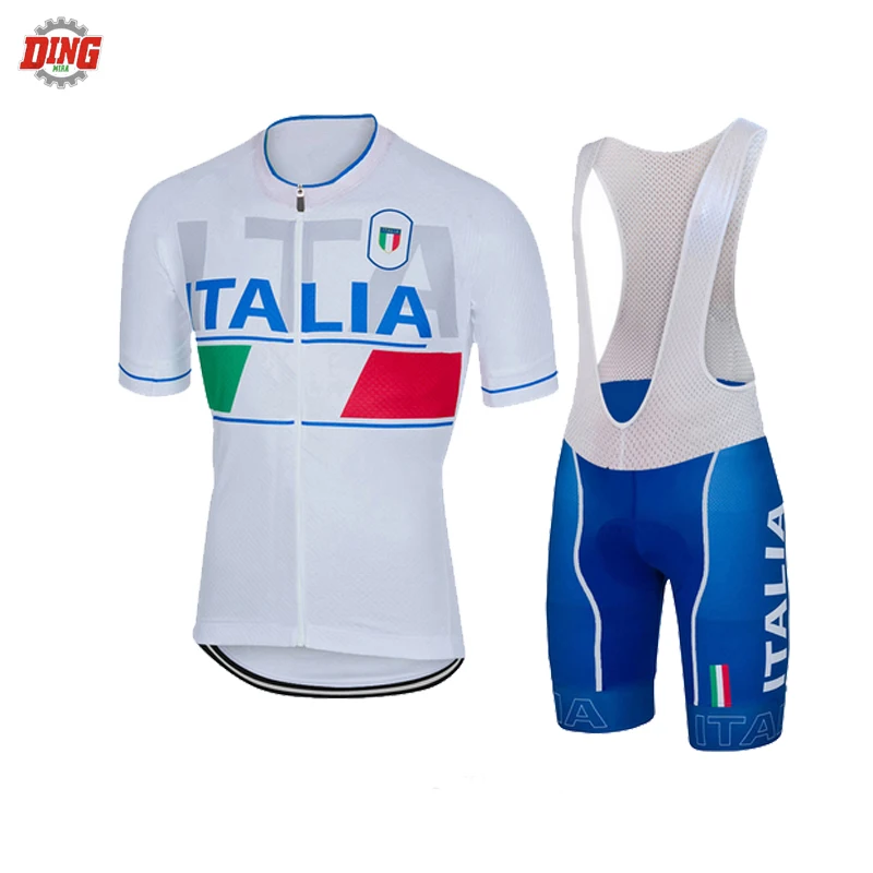 Italy TEAM ITALIA NEW white cycling jersey set ropa Ciclismo men short sleeve team bike wear jersey set bib shorts Gel Pad MTB