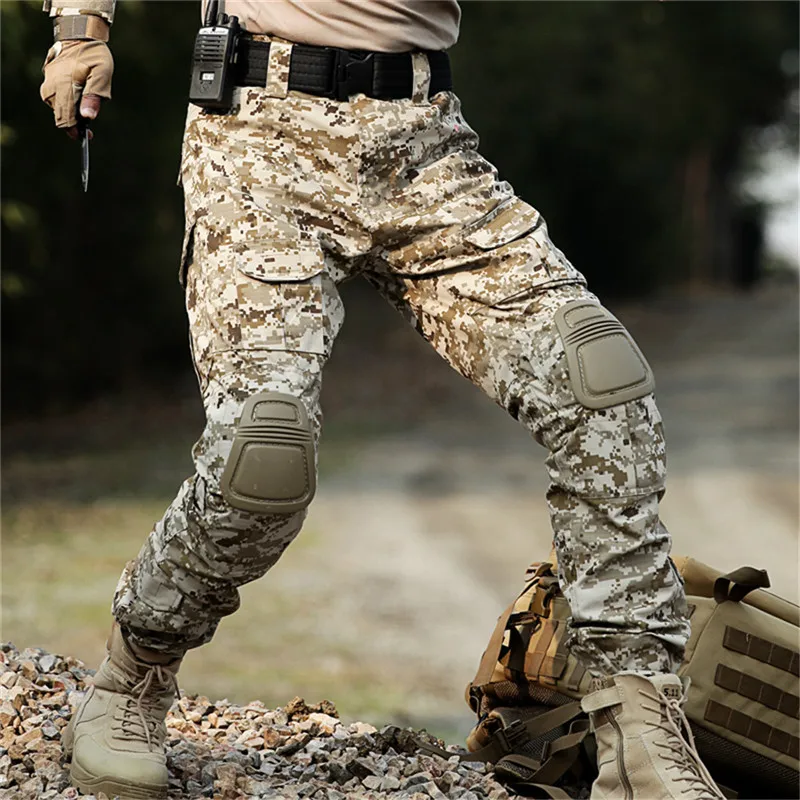 MEGE Rapid Assault multicam pants with knee pads, Camouflage tactical clothing, cargo combat trousers