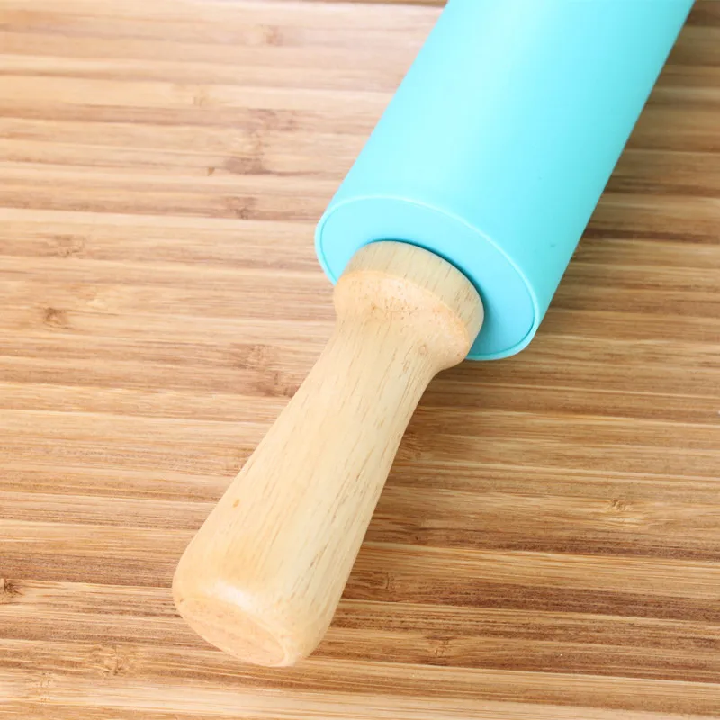 1PC 29cm High Quality Wood Handle Ferramentas Cake Decorating tools Fondant Silicone Rolling Pin LB 021