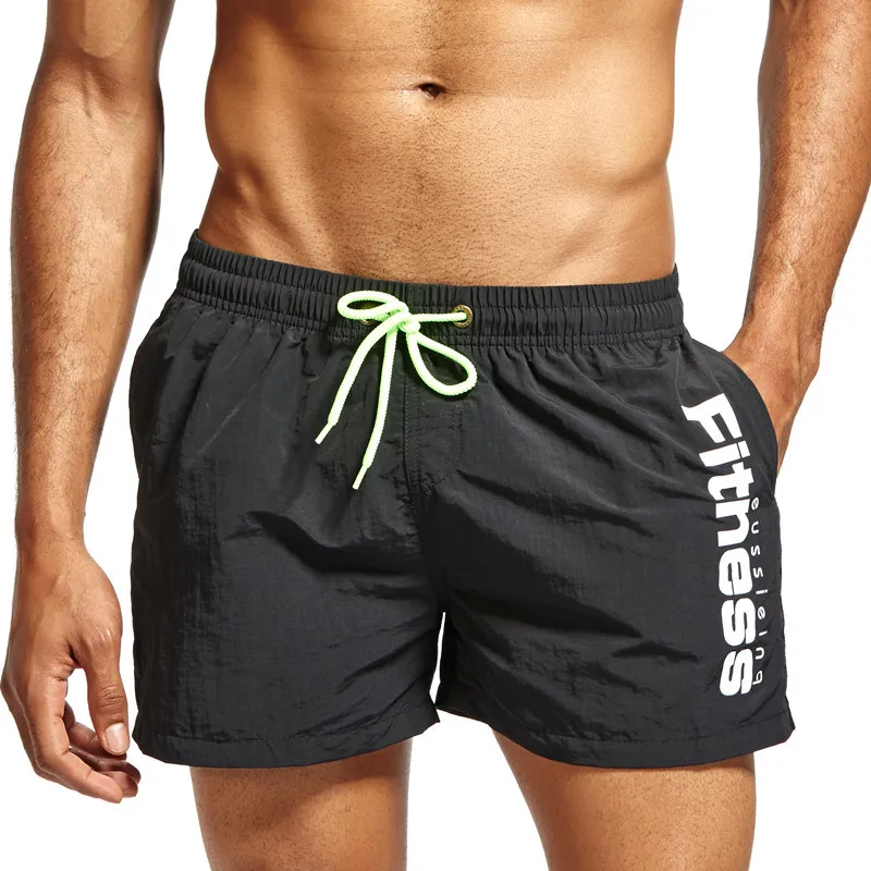 Men Beach Shorts Swimsuits Sexy Swim Briefs Gay Swimwear Quick Dry Bermuda Swimming Surf Board Sports Fitness Sweatpants