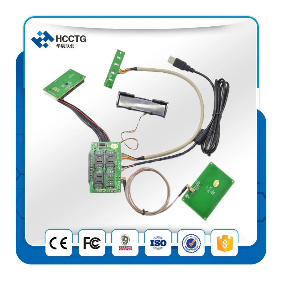 EMV L1 USB RS232 3 in 1 Magnetic Card IC Chip Contact Card 13.56MHZ NFC Smart Card Reader Module Max 4 SAM Slots HCC-T10-DC3