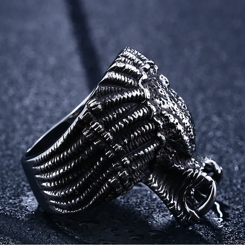 BEIER 316L película de acero inoxidable Alien predator ring hombres anillo punk nuevo diseño moda fresca joyería de alta calidad LLBR8-451R