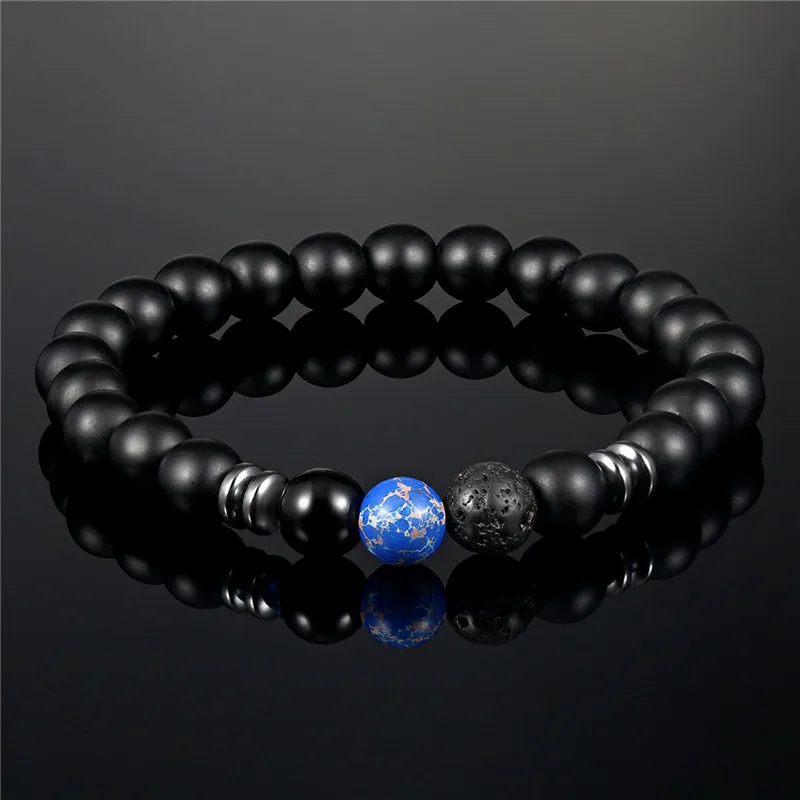 MKENDN-pulsera minimalista de piedra Natural para hombre, brazalete de cuentas de hematita, accesorios de joyería para hombre, pulsera de Yoga para hombres