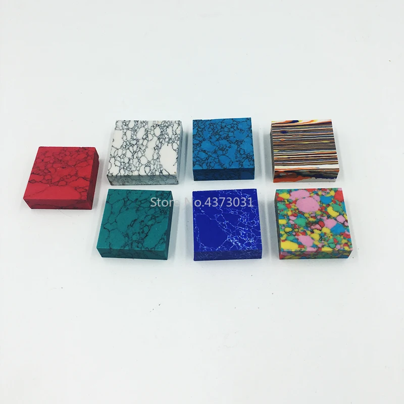 7 kinds color Artificial Turquoise DIY knife handle material For Damascus cutting tool septum 30x30x10mm