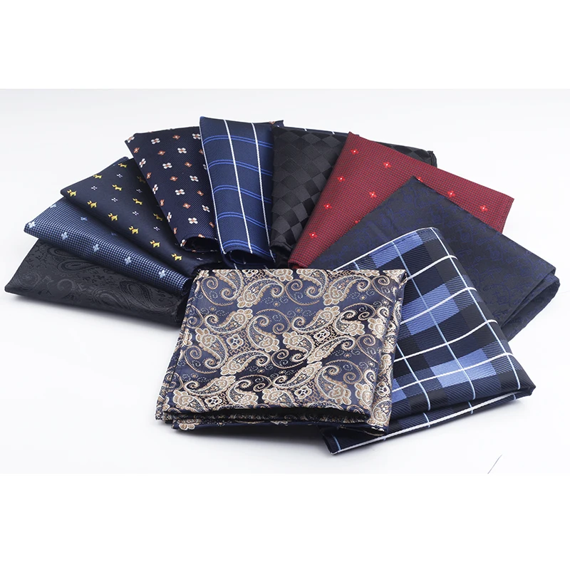 Nuovo 10 Colori Fazzoletti Plaid Tessuto Paisly Strisce Hanky degli uomini Business Casual Tasche Fazzoletto Quadrati Fazzoletti di Nozze