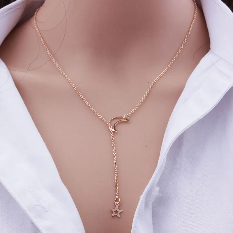 New Moon Star Women\'s Necklace Minimalist Clavicle Necklaces Pendant Necklaces For Girls Bijoux Fashion Jewelry Wholesale