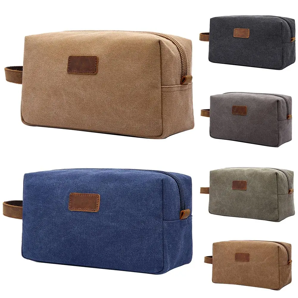 Retro Men Travel Shaving Kit Cosmetic Makeup Bags Organizer Canvas Toiletry Bag