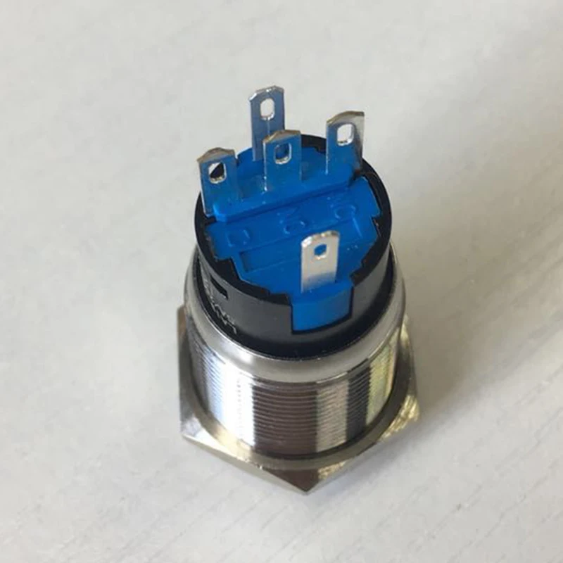 YUESHUN 16mm Push Button Switch Latching Type Electrical Equipment 10 pieces Power Switch Power Indicator Terminal Light Switch