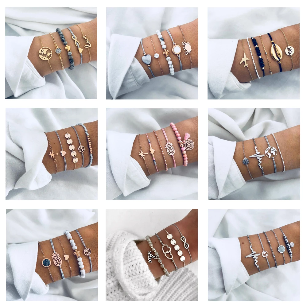 توكونا-سوار بوهيمي للنساء ، أنماط هندسية ، نبضات قلب ، بطاقة ، شجر ، سلسلة ، خرز ، سلحفاة ، سوار ، مجوهرات #1