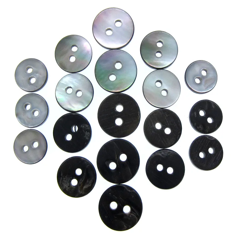 30Pcs Black mother of pearl shirt buttons natural shell buttons black iridescent Buttons 9mm~11.5mm