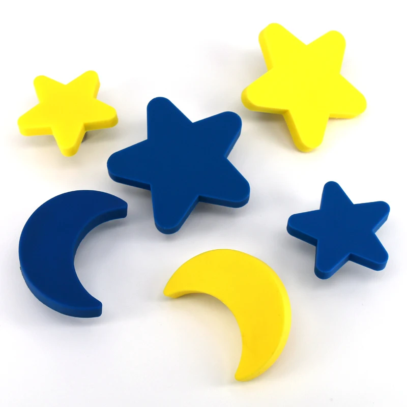 1x  Kids Dresser Drawer Knob Children Cabinet Pull Handle Soft Yellow/Blue Star/Moon Furniture Hardware knob