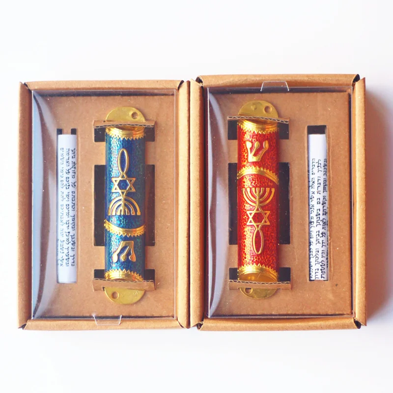 Religion Jewish Mezuzah Case Hand made Mezuza With  Torah parchment scroll Mezuzah