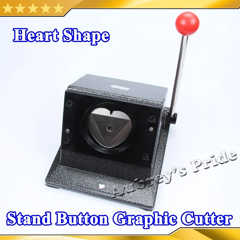 NEW Heavy Duty Manual Heart Shape 57x52mm Multi Sheets Stand Paper Graphic Punch Die Cutter for Pro Button Maker