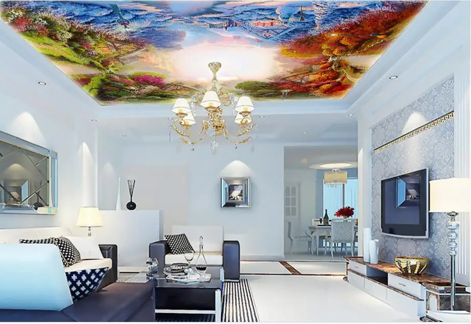 

custom 3d modern ceiling murals Garden Four Seasons wallpaper bathroom 3d ceiling wallpaper murals soundproof wallpaper