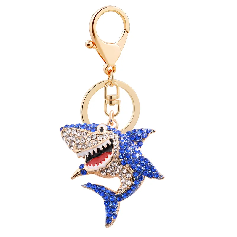 Over 20 Colors Crystal Animal Keychain Unique Design Rhinestone Fish Keyrings Jewelry Women Girls Bag Pendant Charms Accessories