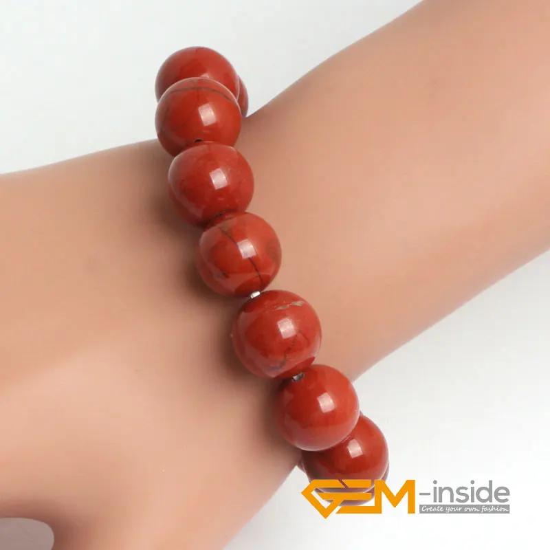 red Jaspe r beads bracelet: 4mm to 14mm natural stone beads bracelet DIY jewelry bracelet for women for gift free shippping