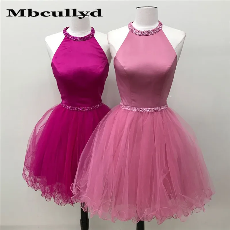 Mbcullyd Glitter Crystal Short Graduation Dresses New Sexy Backless Puffy Tulle vestidos de graduacion corto 2023 Party Gowns