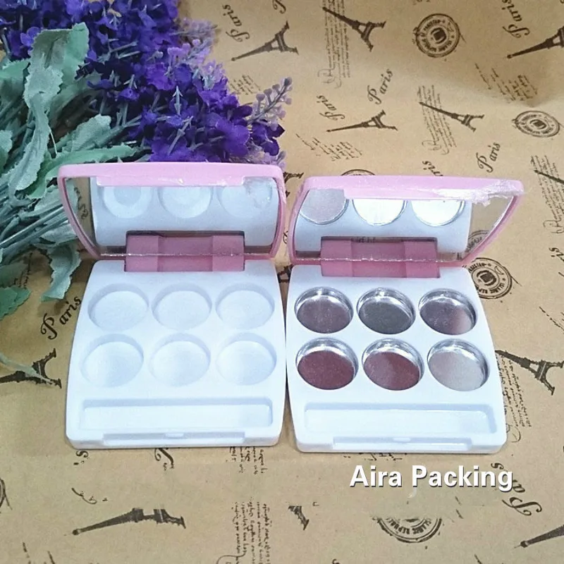 

30pcs/lot Square Empty Pink Eyeshadow Powder Case, Plastic Cosmetic Blusher Sub Packing Container, DIY Eyeshadow Compacts