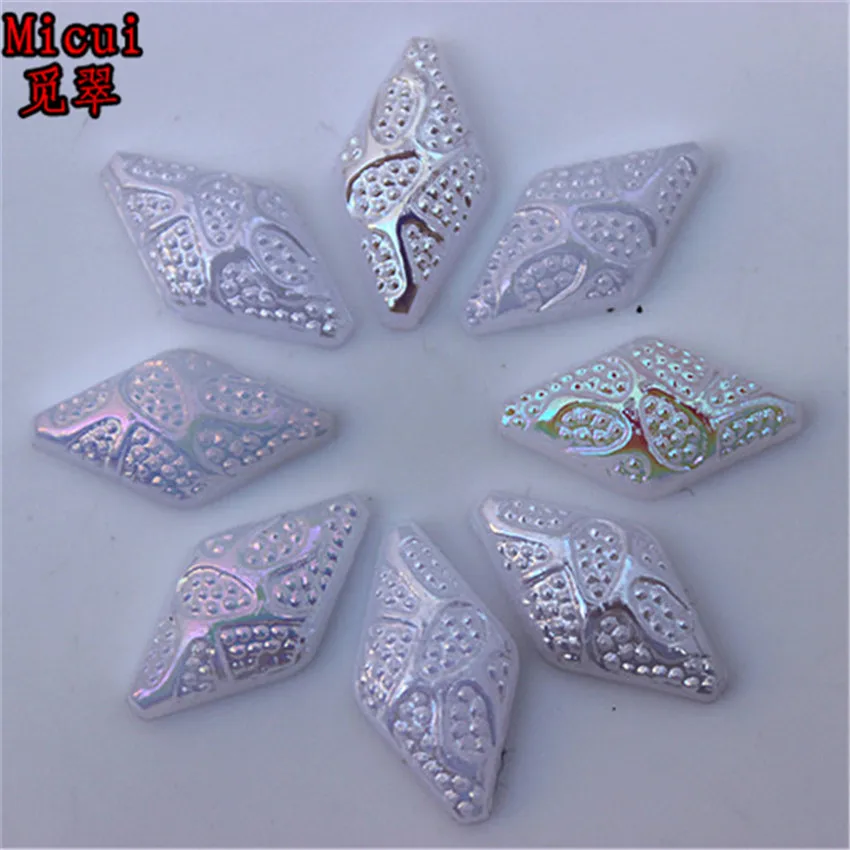 Micui 200PCS 8*15mm rhombus shaped Acrylic Rhinestones Flatback  For Clothes Dress Decorations Jewelry Accessories ZZ545