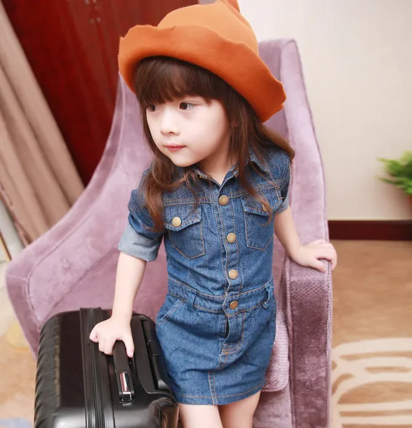 

Girls Denim Dress Fashion Kids Long Sleeve Princess One-piece Dresses High Quality Children Baby Denim Dress For Spring Autumn