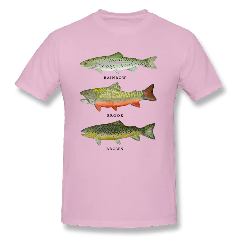 Fish Trout Triad Rainbow Grey O Neck T Shirts Summer/Autumn Tops & Tees Short Sleeve for Men High Quality All Cotton T Shirt