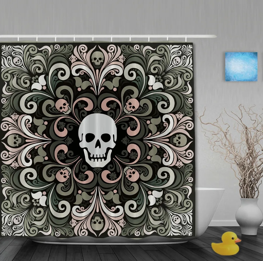 Halooween Decorastions Shower Curtain Skull European Style Shower Curtains Waterproof Fabric Custom Bathroom Curtain Whith Hooks