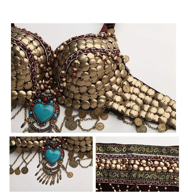 2019 Cheap New Women AST Tribal Belly Dance Costume Set Egyptian Dance Bra and Belt Wear Performance Stage Clothing on Sale