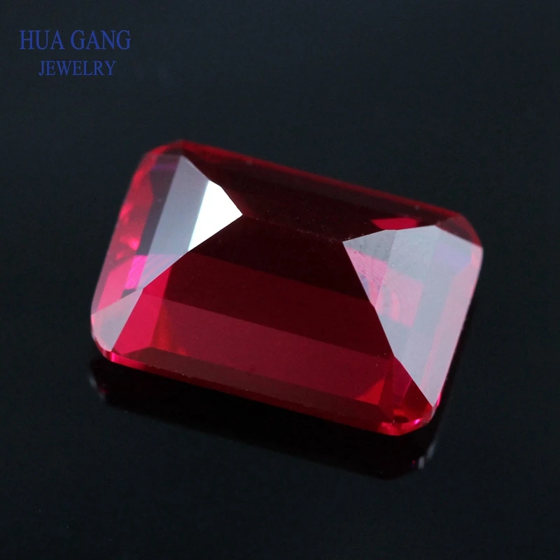 5# Rose Red Stone Octangle Shape Parallel Cut Synthetic Corundum Gems stone For jewelry Size 4x6~15x20mm