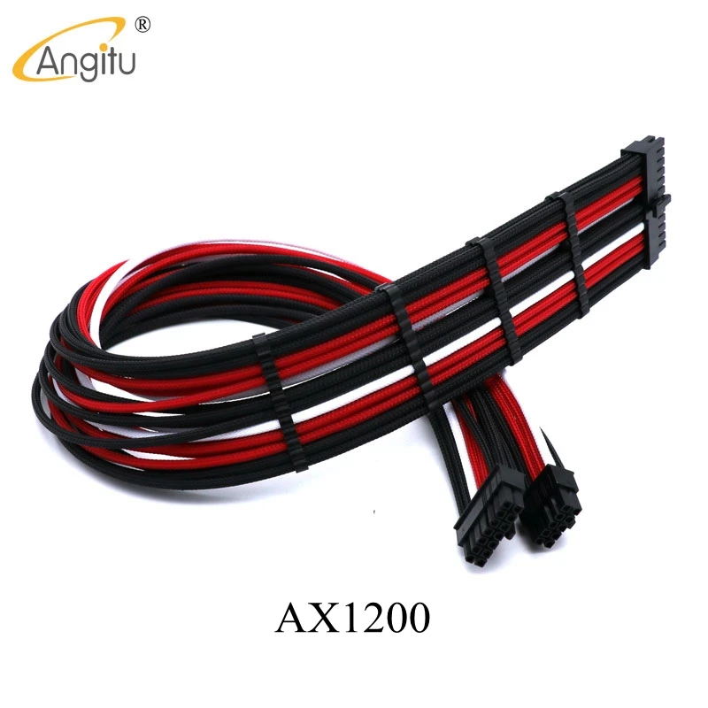 Agitu Premium Sleeved Corsair AX1200 psu Modular Power Cable Kit 1X24pin MB, 1X8Pin CPU, 2X8Pin GPU-450MM