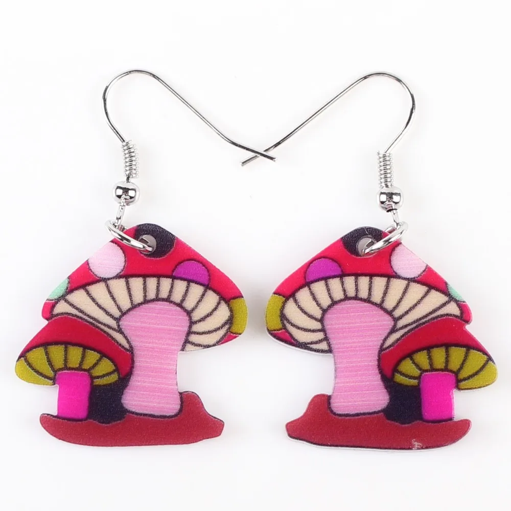 Bonsny drop mushroom earrings acrylic dangle 2015 news spring summer girls woman fashion jewelry accessories cute  plant