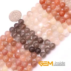 Natual Gem Stone Multi-Color Moonstone Round Beads For Necklace & Bracelet Jewelry Making Strand 15