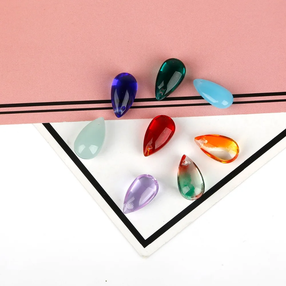 Mix 20Colors 14*8mm Glass Beads Czech Drop Water Pendant Shape Beads 5Pcs/lot Glass Loose Beads Jewelry Material diy Earrings