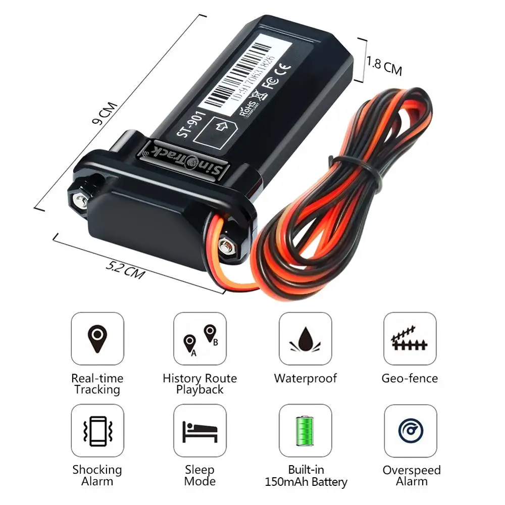 SinoTrack-Mini dispositivo rastreador GPS para coche, dispositivo impermeable con batería integrada, ST-901, 901L, Control remoto, aplicación Web