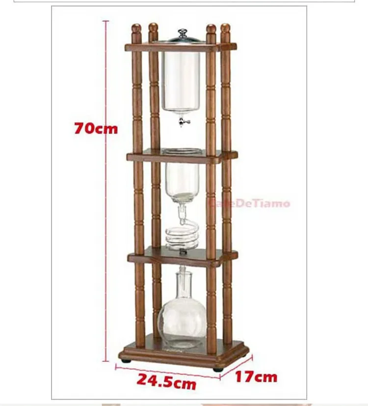 Tiamo water drip coffee maker/cold brew drip coffee maker/holland cold drip coffee maker/cold drip tower 5-8cup wood rack