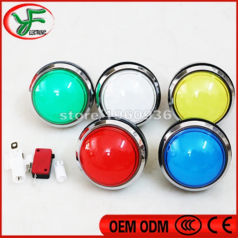 10pcs 60MM illuminated push button Chrome plated silver arcade button switch button 12V led start button