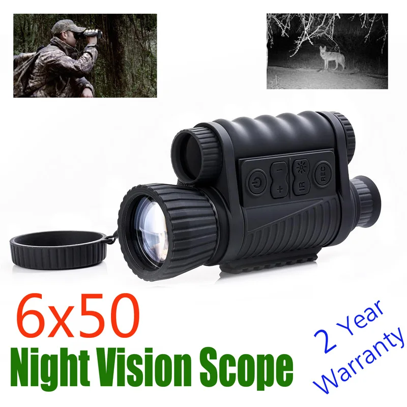 WG6x50 Zoom Video Record Tactical Night Vision Scope 6x50 Infrared Digital Monocular Night Hunting Riflescope NV Scope Free Ship