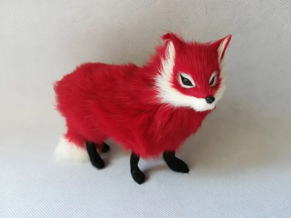 

real life toy 16x12cm red fox polyethylene&furs fox model home decoration props ,toy gift d0555