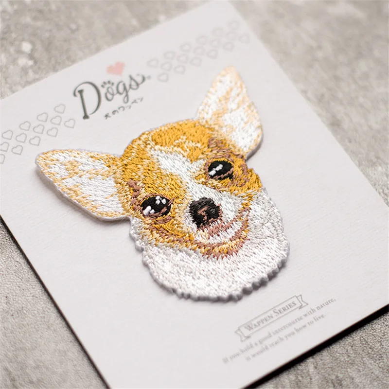 1 PCS Hohe Qualität Nette Mode Hund Stickerei Tier Klebrige Tuch Paste Kleidung Patch Loch DIY Zubehör Eisen Auf Hund patch – Detail 5