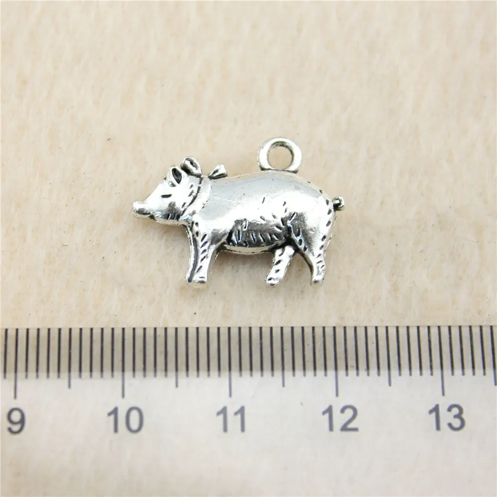 30pcs/lot 21*16mm ancient silver Pig charm Pendants DIY jewelry for bracelet necklace earring