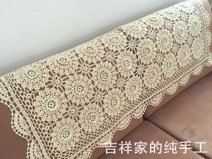 2016 new arrival fashion cotton crochet lace sofa cover with 3D flower for home decor cushion cover backrest towel couch cover