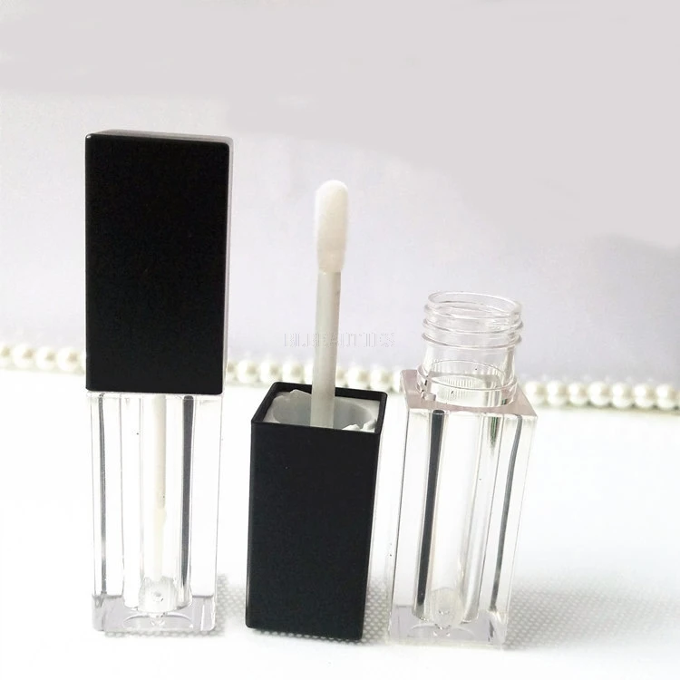 500Pcs/Lot Empty 5ml lip gloss tubes,Black cap,Square Lip stick packing container,Empty DIY lip balm bottle Refilable Bottle