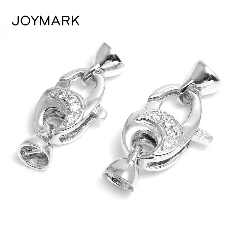 

JOYMARK High Quality 925 Sterling Silver Micro Pave Zircon Lobster Clasps With End Cap For Pearl Necklace And Bracelet SC-CZ054