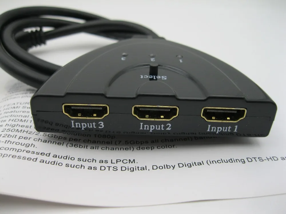 

Mini 1080P HDMI-Compatible Switch Male-Female 3x1 HDMI-Compatible Switcher 3 Input 1 Output Splitter Port For PC TV Player S03