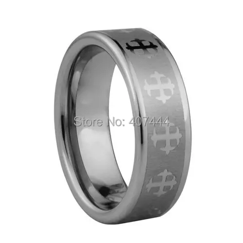 

Free Shipping USA UK Canada Russia Brazil Supernova Sale 8MM Men's Comfort Fit Fleur-de-lis style Crosses Tungsten Wedding Rings