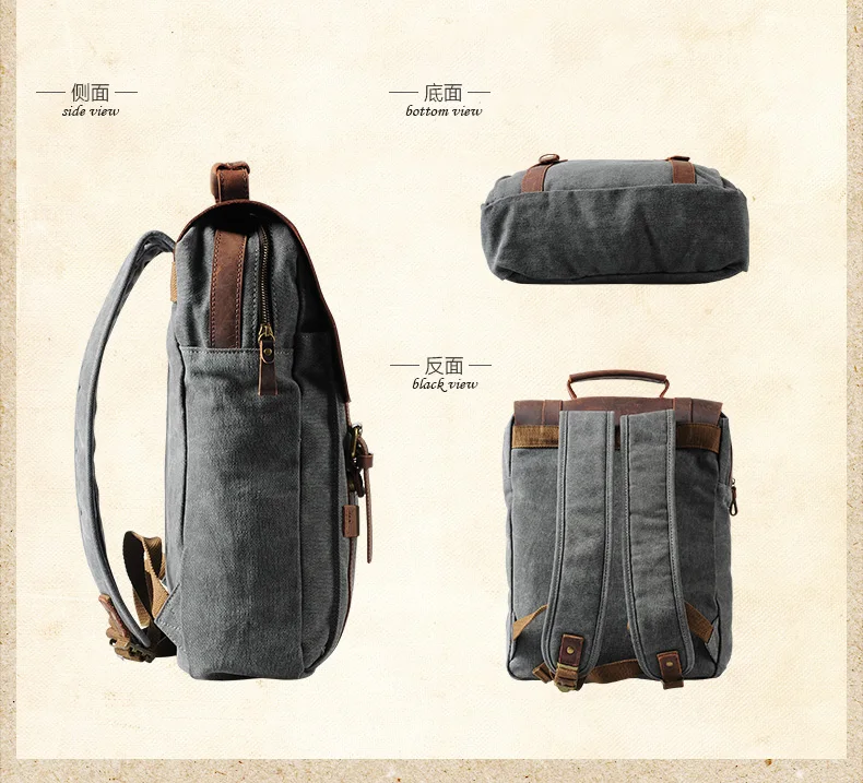 Vintage Fashion Backpack Leather military Canvas backpack Men backpack women school backpack school bag bagpack rucksack mochila