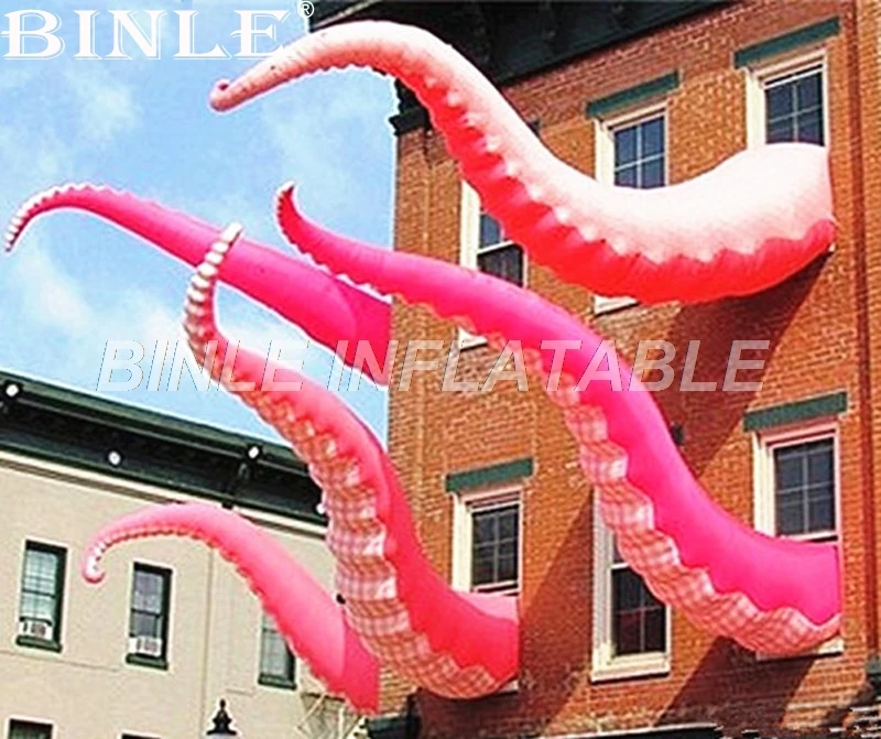 Most popular novel building decoration giant pink inflatable octopus tentacles octopus leg for promotional