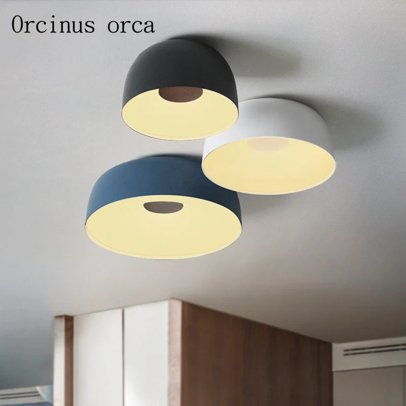 

Nordic modern simple color iron ceiling lamp living room bar creative personality circular LED ceiling lamp free shipping