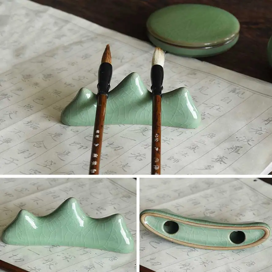 Chinese Ceramic Painting Supplies Art Set Longquan Celadon writing-brush washer Pen Holder Painting brush Art Set Gift