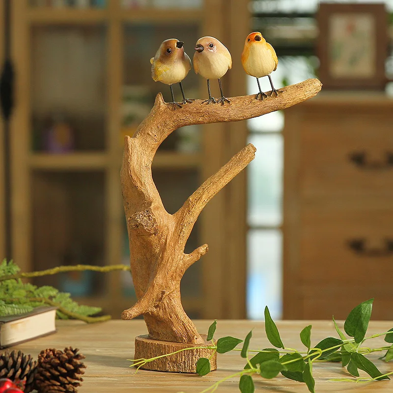 American country creative gift stump three bird living room decor decoration crafts Home Furnishing D shipping